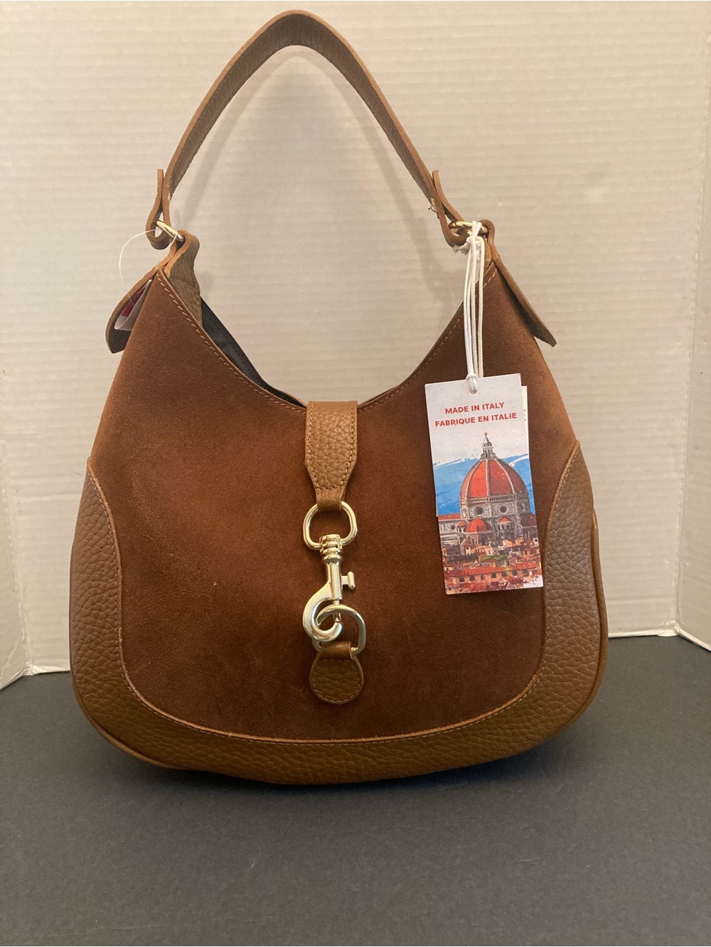 Isadora Brown Leather & Suede Hobo Bag - Made in Italy